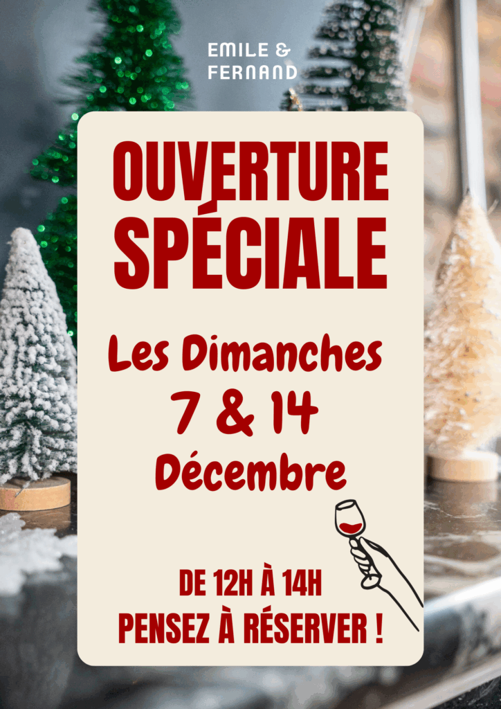 Ouverture exceptionnelle les dimanches 7 & 14 décembre